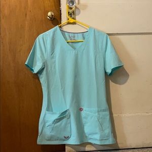 Smitten light blue/green scrub top